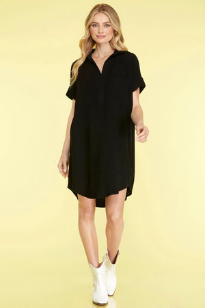 Royal Treatment Shirt Dress- Black