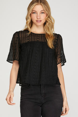 Lace Flutter Slv Top - She & Sky