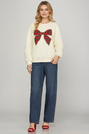 Plaid Bow Sweatshirt