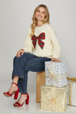 Plaid Bow Sweatshirt