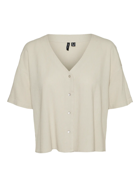 Mymilio Button Top-Natural-Vero Moda - Uforia Muse 