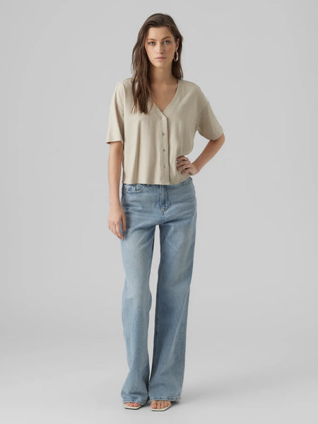 Mymilio Button Top-Natural-Vero Moda - Uforia Muse 