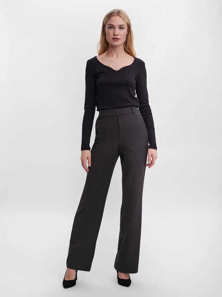 Maya Straight Pant- Dark Grey-Vero Moda