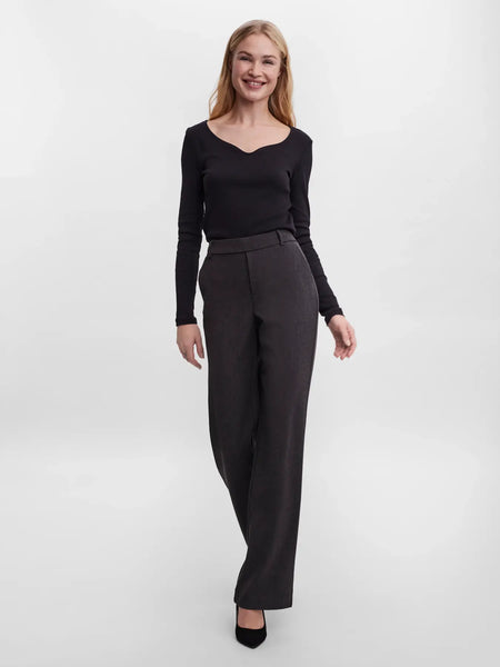 Maya Straight Pant- Dark Grey-Vero Moda