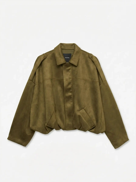 Hazel Faux Suede Bomber-Olive-Vero Moda - Uforia Muse 