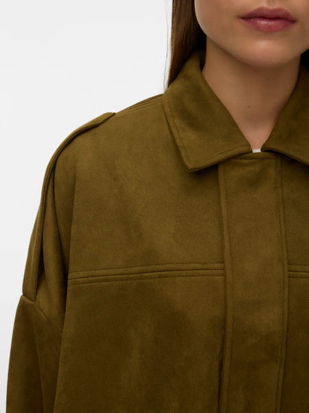 Hazel Faux Suede Bomber-Olive-Vero Moda - Uforia Muse 