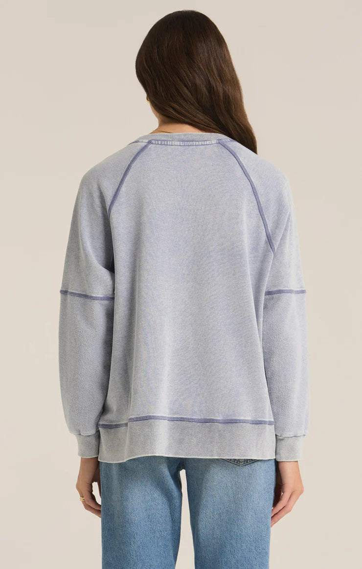 Easy V-Neck Denim Sweatshirt