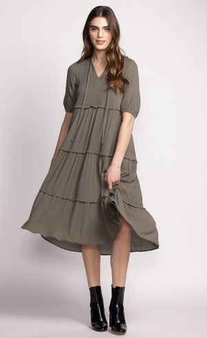 Zoey Dress-Olive- Pink Martini