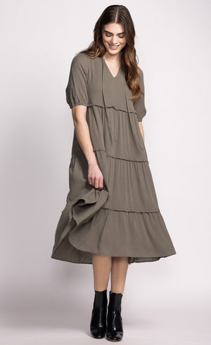 Zoey Dress-Olive- Pink Martini