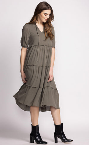 Zoey Dress-Olive- Pink Martini