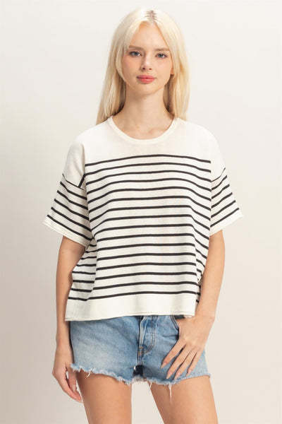 Riley Stripe Top- Blk Stripe - Uforia Muse 