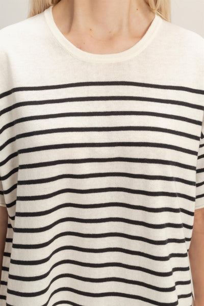 Riley Stripe Top- Blk Stripe - Uforia Muse 