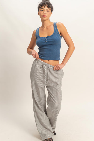 Pinstriped Drawstring Pant
