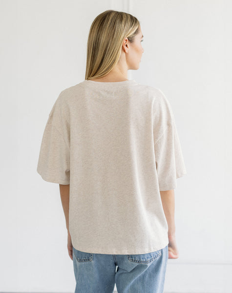 Boxy Tee- Oatmeal- Brunette The Label