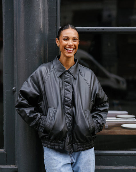 Oversize Bomber Jacket- Brunette