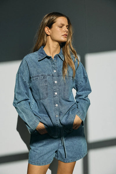 Enza Oversize Denim Shirt- Noisy May