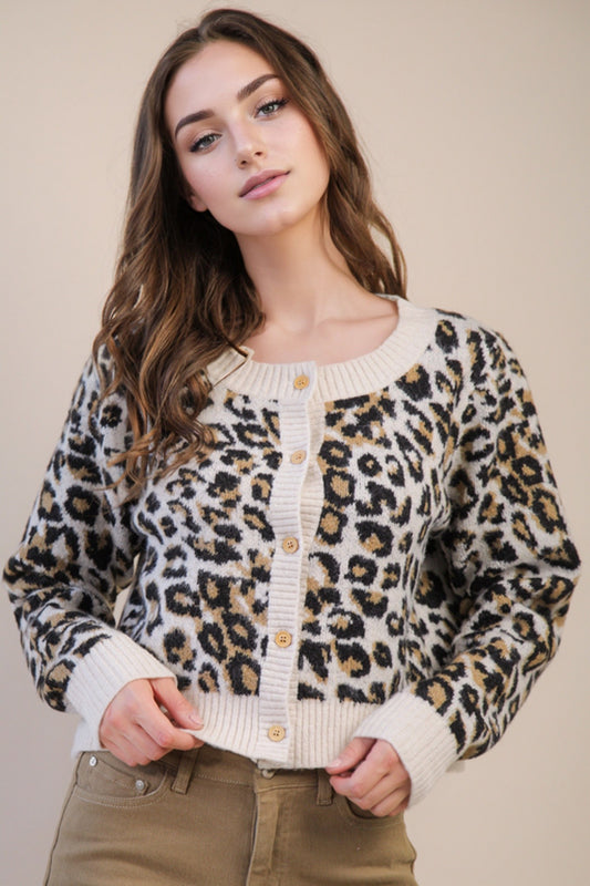 Leopard Button Cardi