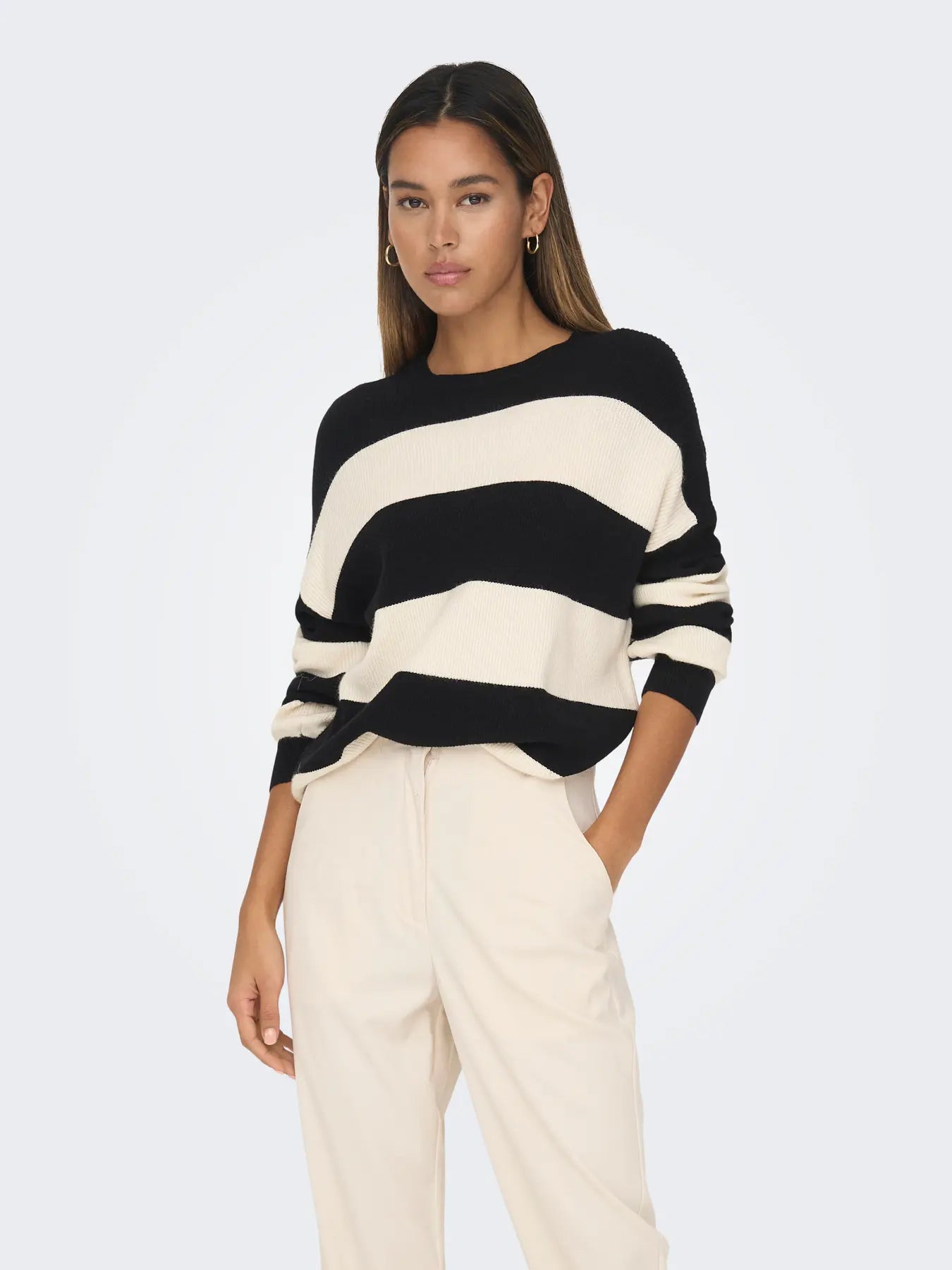 Atia Stripe Pullover-BLK-Only
