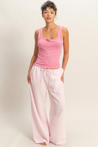 Pointelle Scoop Tank-PINK