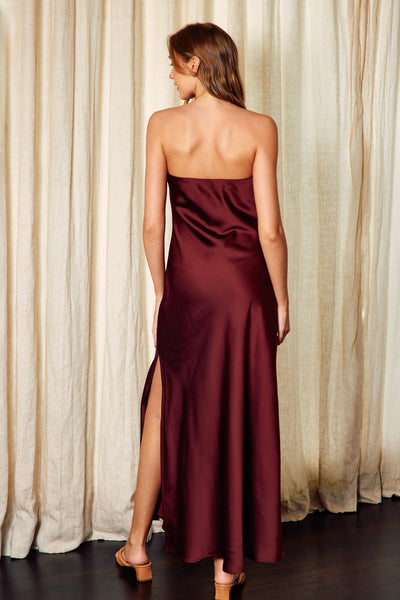 Brooke Strapless Dress- Merlot