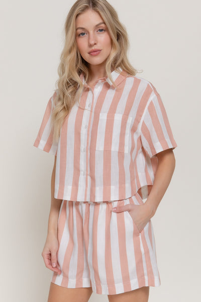 Bold Stripe Short-Pink or Navy!