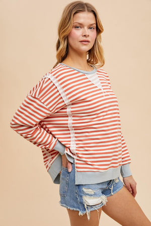 Striped Henley Sweatshirt