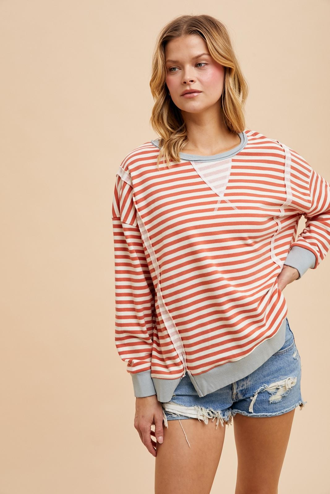 Striped Henley Sweatshirt