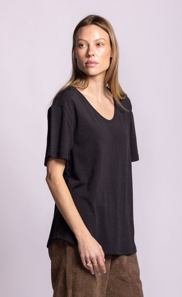 Rhiannon Tee-Charcoal Grey-Pink martini - Uforia Muse 
