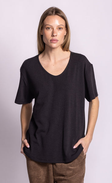 Rhiannon Tee-Charcoal Grey-Pink martini - Uforia Muse 