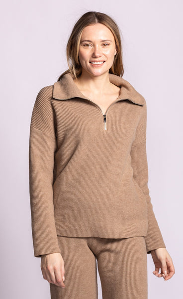 Verity 3/4 Zip Sweater-Pink Martini