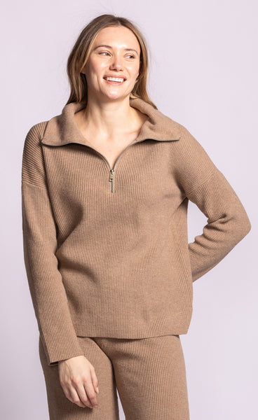 Verity 3/4 Zip Sweater-Pink Martini