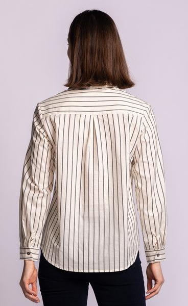 Pinstripe BF Shirt- Pink Martini