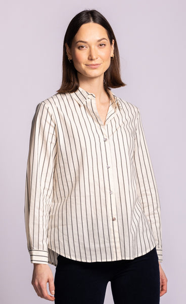 Pinstripe BF Shirt- Pink Martini