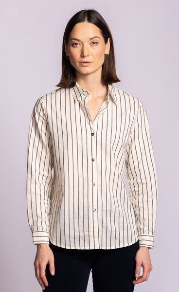 Pinstripe BF Shirt- Pink Martini