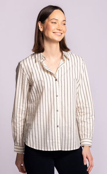 Pinstripe BF Shirt- Pink Martini