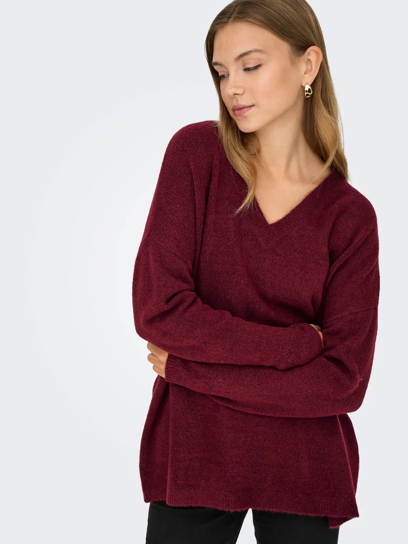 Talio V-Neck Knit- Cab Melange-Only