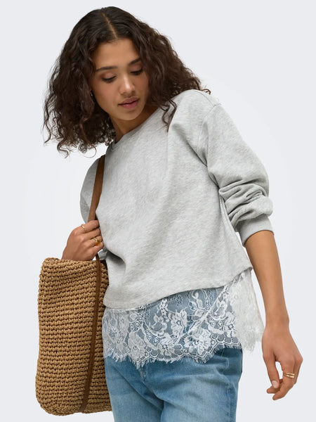 Mimi L/S Lace Sweatshirt- Only