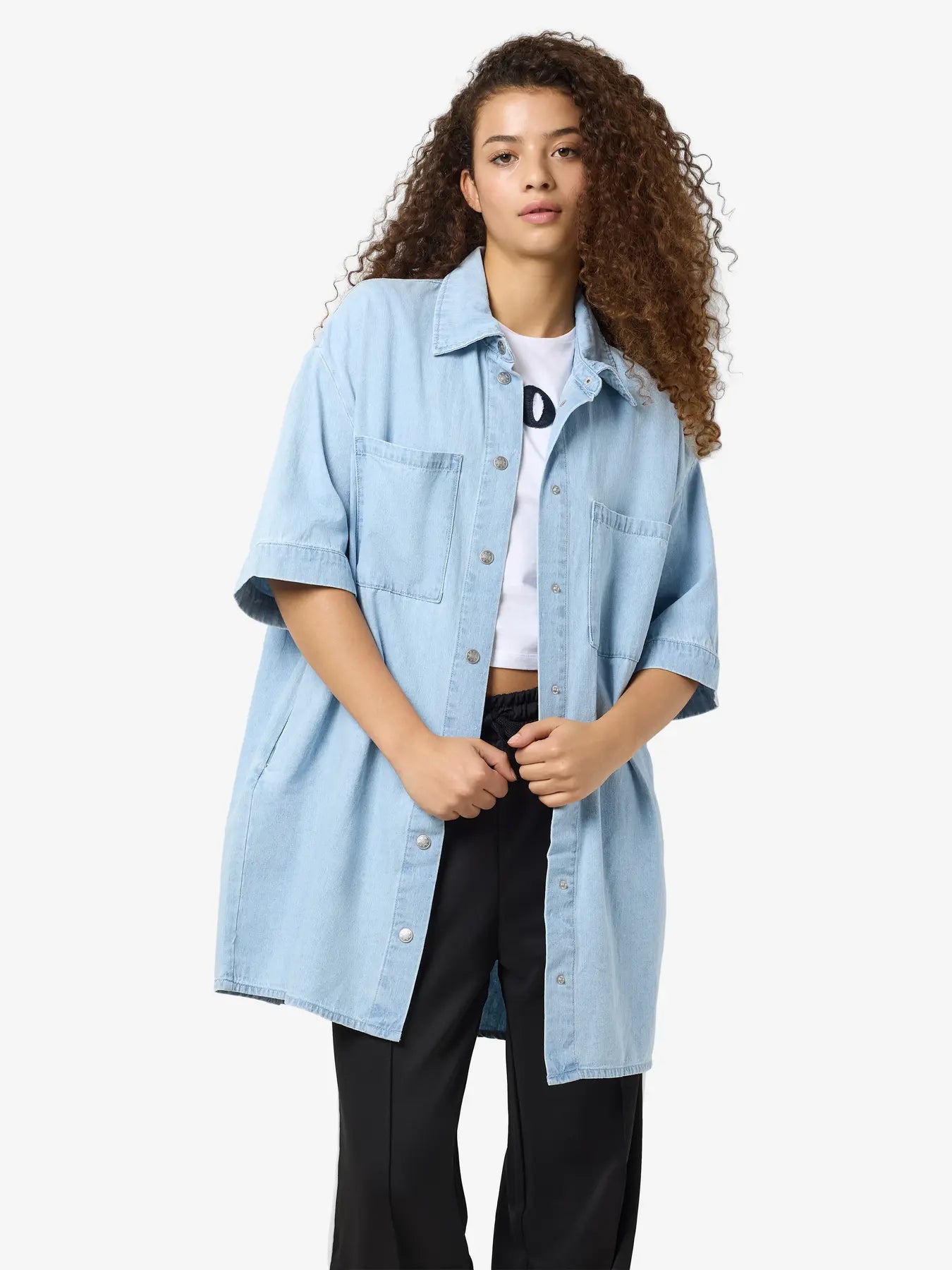 Oversize Denim Shirt Dress- Noisy May