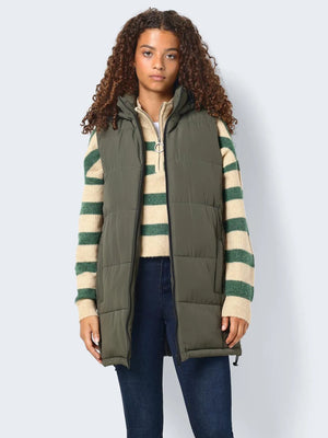 Aurora Hooded Vest-Olive- Noisy May