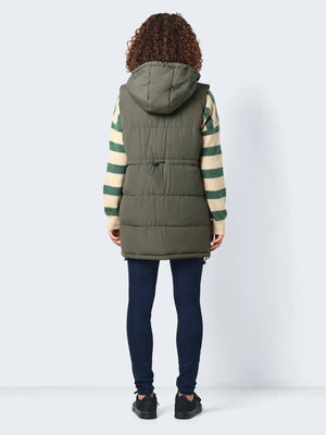 Aurora Hooded Vest-Olive- Noisy May