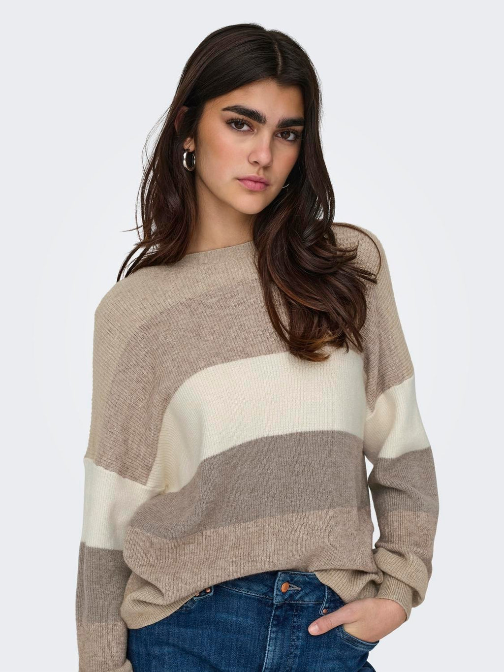 Atia Stripe Pullover-Beige- Only