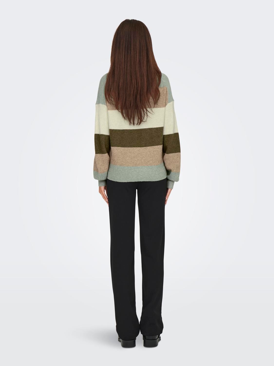 Atia Striped Pullover- Green- Only