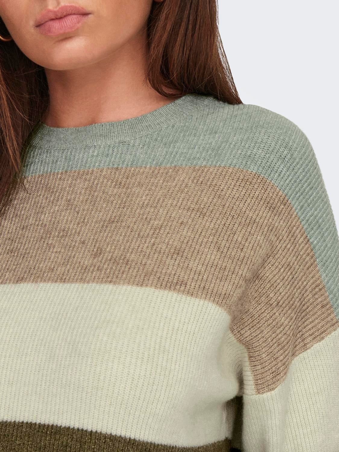 Atia Striped Pullover- Green- Only