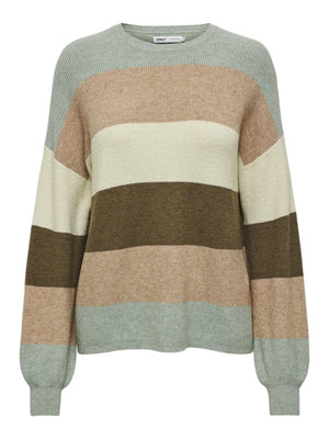 Atia Striped Pullover- Green- Only