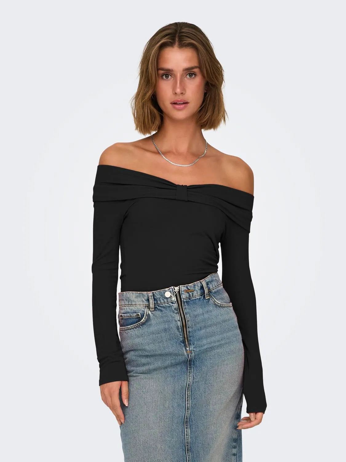 Fayola Off Shoulder L/S Top-BLK-Only