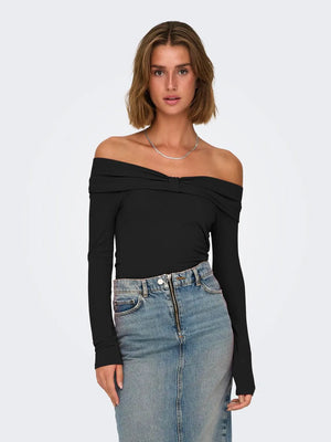 Fayola Off Shoulder L/S Top-BLK-Only