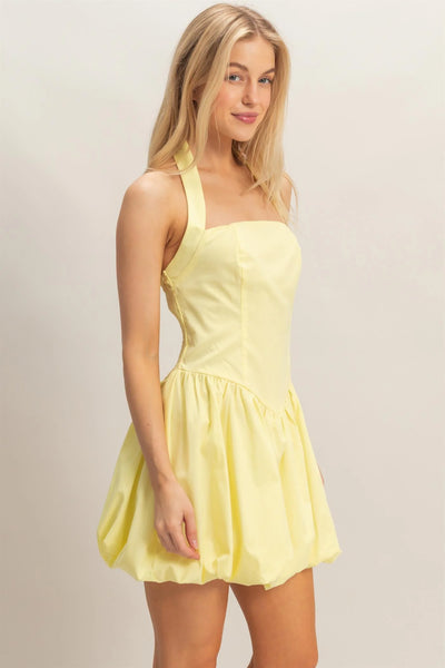 Lemon Bubble Hem Dress - Uforia Muse 