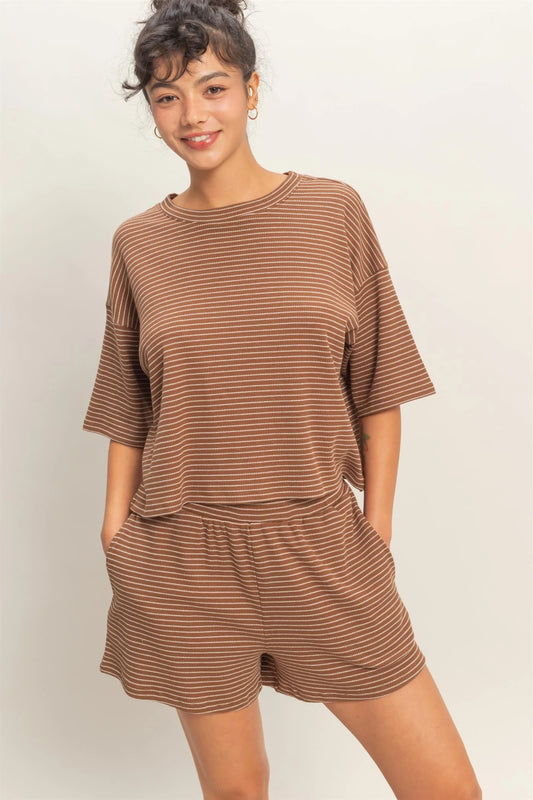Chestnut Stripe Tee - Uforia Muse 
