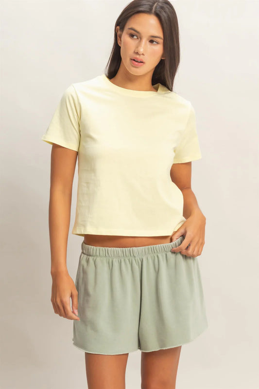 Pale Yellow Basic Tee - Uforia Muse 