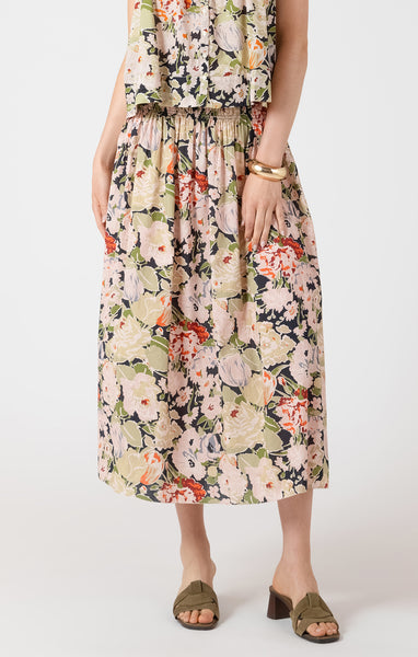 Smocked Waist Midi Skirt - Dex - Uforia Muse 